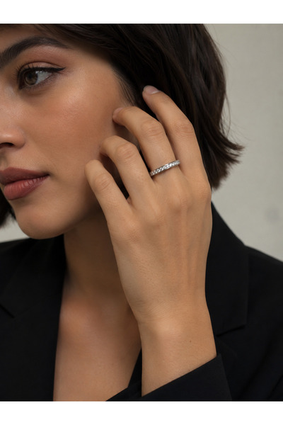 Miore takı Zircon Stone Detailed Steel Women's Ring – Silver Color