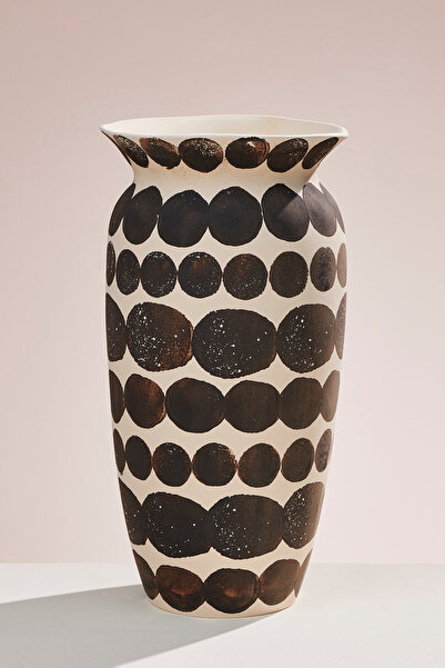 Paşabahçe Circle Ceramic Decorative Vase 40 Cm, Stylish Decorative Vase