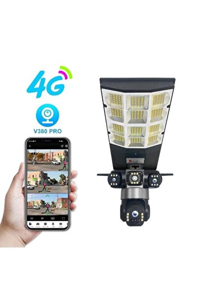 ELTRAZONE V380 LD002 Solar Street Light with 360° Dual-Lens CCTV Camera, IP66...