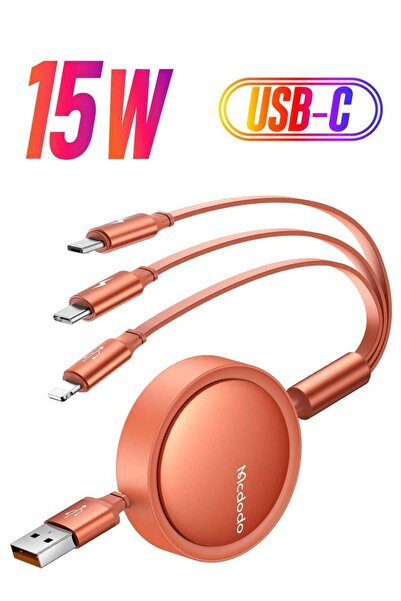 Mcdodo Multi Charging Cable - 3 in 1 Retractable USB C Cable (3A) with Type C...