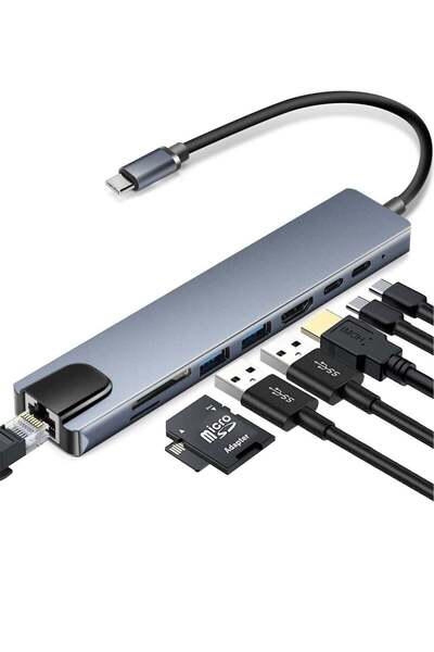 Generic محول USB C متعدد الوظائف (8 في 1) لأجهزة ماك وويندوز / محطة إرساء USB