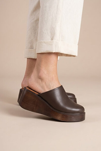 Solly Bella 1712 Brown Genuine Leather Women's Slippers