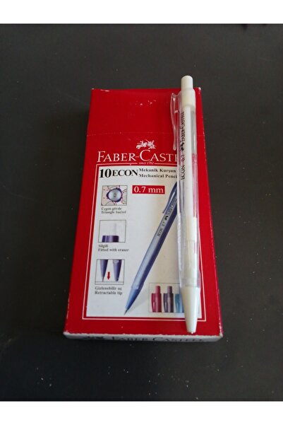Faber-Castell 10 Econ Mekanik Kurşun Kalem 0.7mm Beyaz - Silgili Üçgen Gövde
