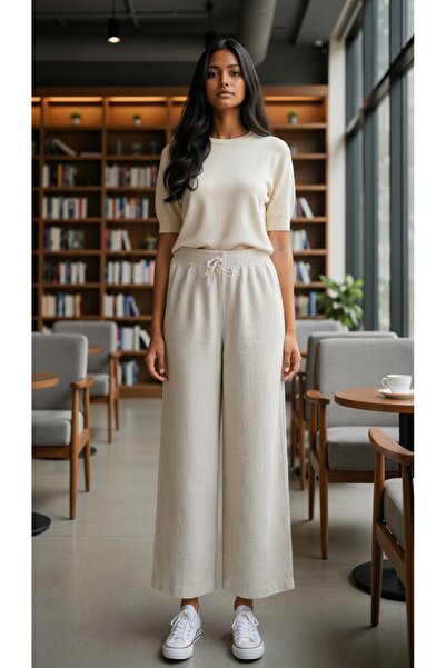 Butik LINEN PANT WITH ELASTIC BELI