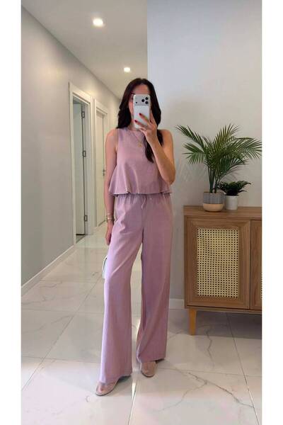 Liya Keten Bluz Pantolon Takım