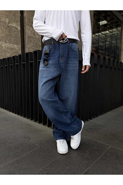 Yıkamalı Mavi Baggy Jean