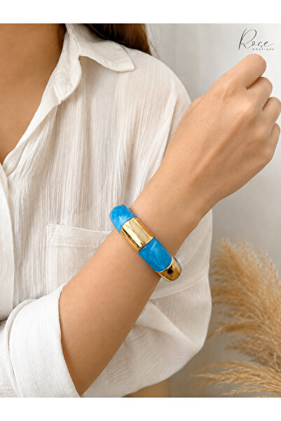 RoseCo00 Aura Gold Natural Stone Look Bracelet – Blue