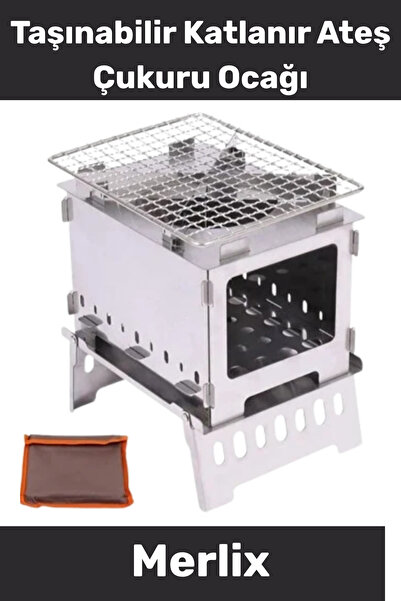 Merlix #Mangal Ateş Çukuru Kamp Piknik Bahçe Barbekü Odun Yakma Aparatı Taşın...