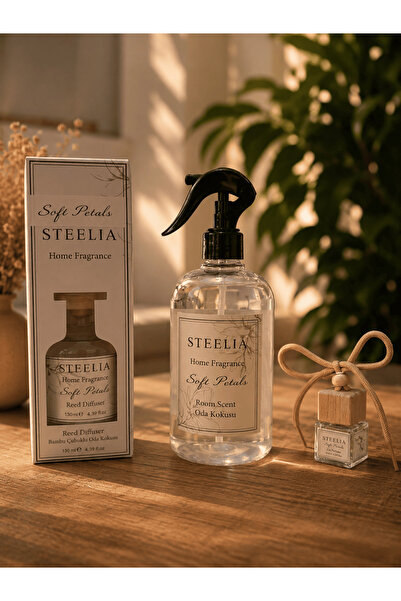 STEELİA Soft Petals 3’lü Premium Koku Seti | 550 ML Oda Spreyi + 120 ML Bambu...