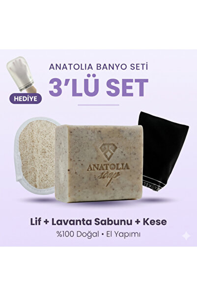 Anatolia Soap Doğal Lavanta Sabunu & Banyo Kese Seti | El Yapımı Peeling Bakı...