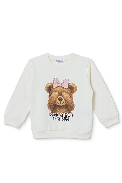 ebebek Hello Baby HelloBaby Kız Bebek Sweatshirt Ayı Baskılı Bisiklet Yaka Lo...