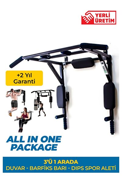 DURUH SPOR 3’ü 1 Arada Duvar Tipi Barfiks, Dips ve Karın Egzersiz Aleti – All...