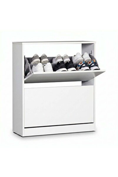 Adore Raft pentru pantofi Max, 12 perechi, 2 compartimente, 73x84x26 cm - Stejar