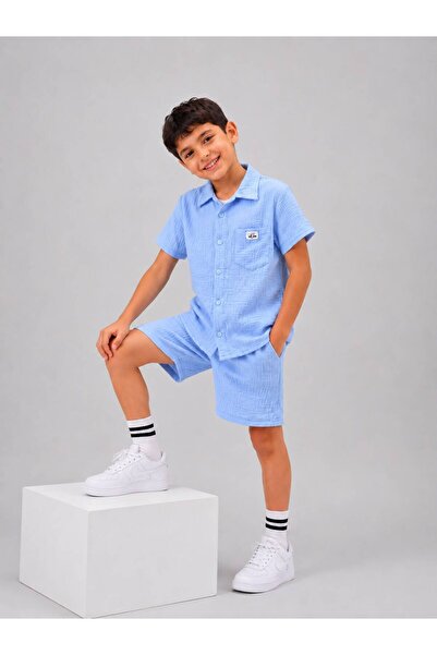 Erzani Kids Dečački letnji komplet od udobne (muslin) tkanine: majica kratkih...