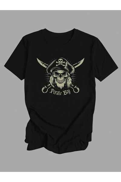 2mcup 1pc Men'S Funny Skeleton Graphic T-Shirt 180gsm Heavyweight 100% Black ...