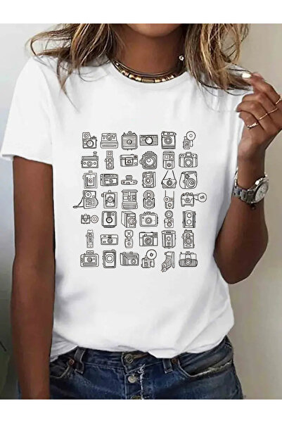 212Wear تي شيرت نسائي بتصميم كلاسيكي لتصوير الكاميرا ومعدات التصوير الفوتوغرا...