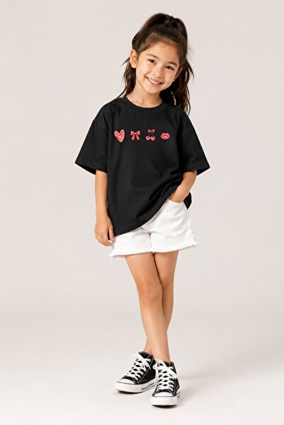 The Champ Clothing Κοριτσίστικο μπλουζάκι oversize με στάμπα Cherry Kiss σε μ...