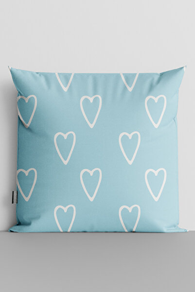 TicaretJet White Hearts Double Sided Digital Printed Throw Pillow Cover - 2387
