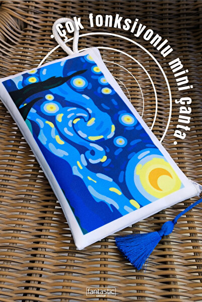 FANTASTIC Multi-Purpose Famous Painting Printed Mini Makeup Bag – Tassel Art-...