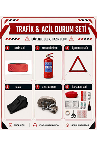 Halidi KIRMIZI EVA ÇANTALI TRAFİK SETİ TÜM ARAÇLARA UYUMLU
