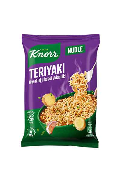 Knorr Nudle instant Teriyaki 65g, cu sos aromatizat, 80% paste, 20% mix de co...