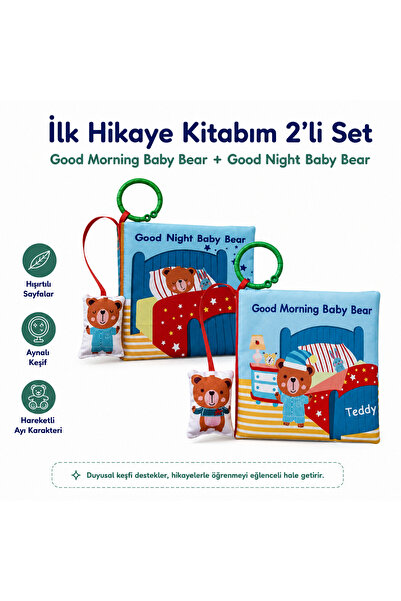 Momely İlk Hikaye Kitabım 2'li Set- Good Morning & Good Night Baby Bear Hışır...
