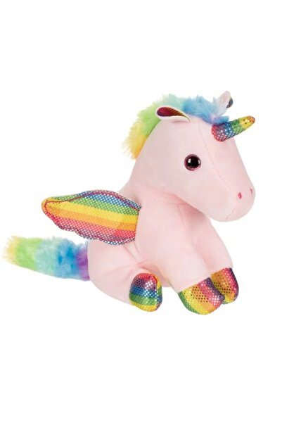 OEM Unicorn de pluș roz cu coamă și coadă colorate 16 cm
