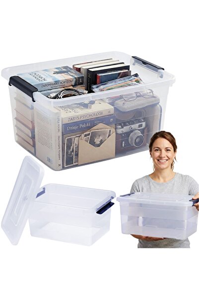 EDANTI Cutie de depozitare din plastic 15 L transparentă