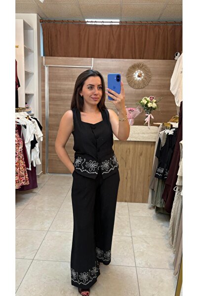 Sorella Boutique Nakış Detaylı Yelek Pantolon Takımı