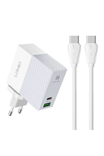 LDNIO Φορτιστής με θύρες USB-A και USB-C και καλώδιο USB-C, 65W Power Deliver...