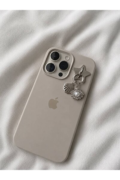 MonCheriAccessoire Sea Shell Themed Phone Charm with Zircon Stones and Pearls