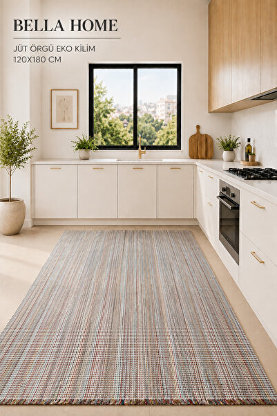 Bella Home Doğal Jüt Örgü Kilim 120x180 cm | Eko Seri Rustik Dokuma Dekoratif...