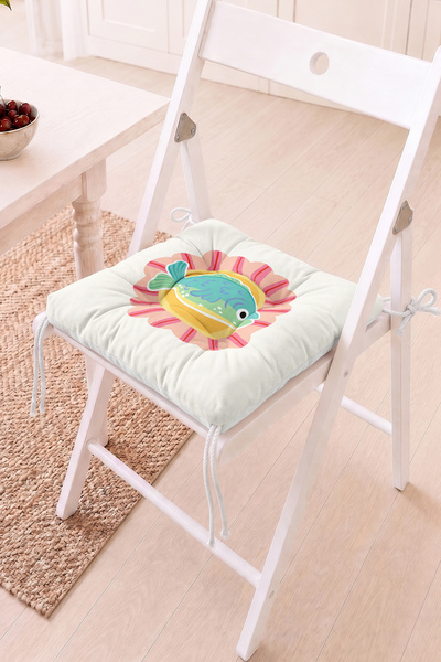 Home Renkli Balık Motifli Pofidik Sandalye Minderi - Modern Dekoratif Balkon ...