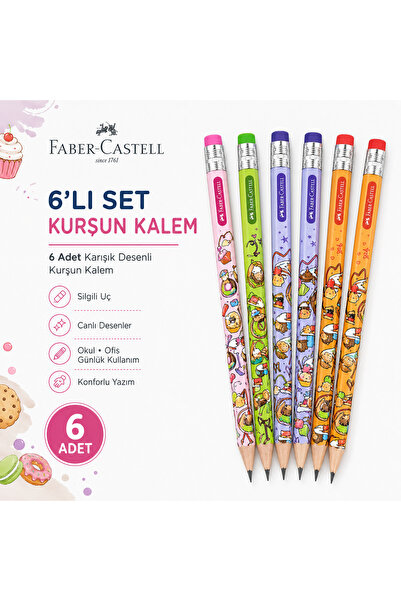 Faber Castell Faber-Castell Jimnastik Serisi Kurşun Kalem 6 Adet 2B Silgili D...