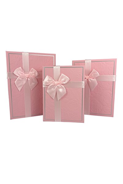 OEM Set Cutii Dreptunghiulare Hârtie Roz 3 Piese