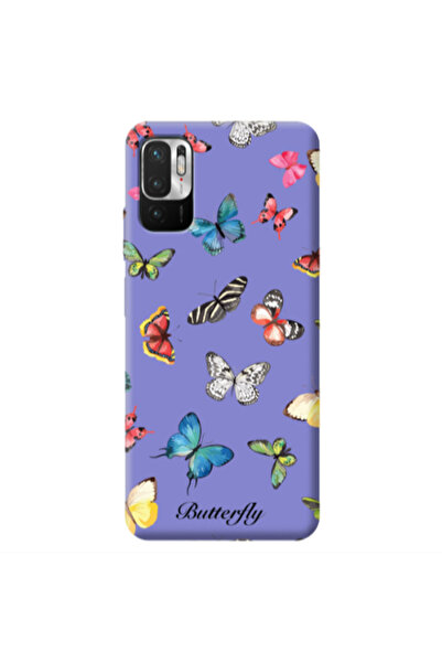 Other Xiaomi Redmi Note 10 Pro 5G Mixed Butterflys Purple Colored Silicone TP...