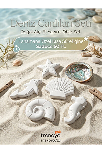 Aurocode Deniz Canlıları Alçı Boyama Kiti - 5'li El Yapımı Taş Obje Aktivite ...