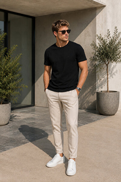 Maccali Ανδρικό μπλουζάκι με κέντημα στο στήθος, casual, φαρδύ, μαύρο