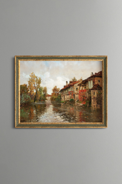 epiqart Beaulieu Along the River - Vintage Patterned Painting - Fine Model