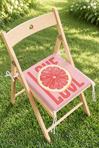 Home Grapefruit Ve Love Yazılı Fermuarlı Sandalye Minderi - Pembe Turuncu Mod...