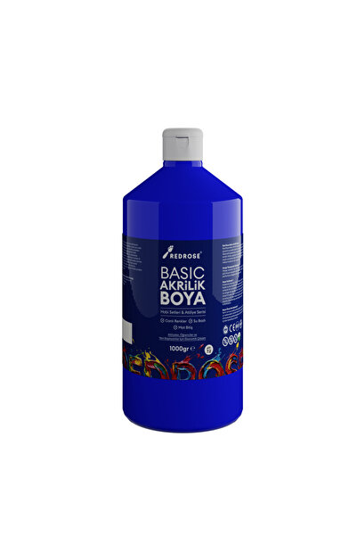 Red Rose Mavi Basic Akrilik Boya 1000gr, Dekoratif Hobi Amaçlı Sanatsal Canlı...