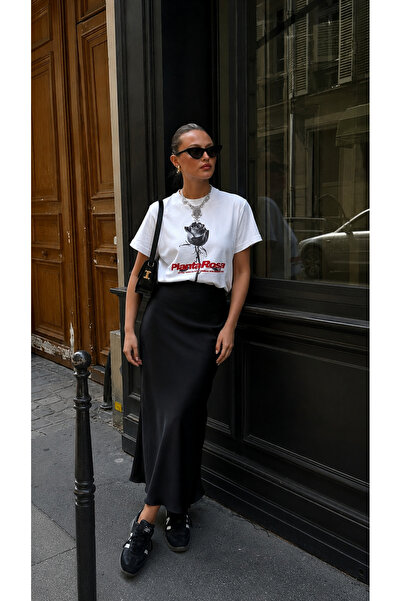 Soho Mood Women's Rose Printed 100% Cotton Regular T-Shirt