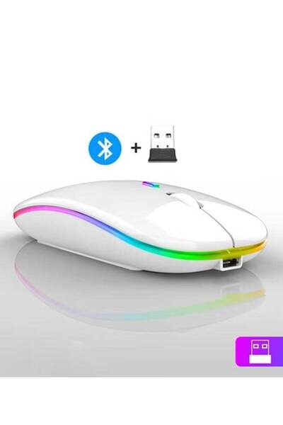 Fat Dolphin Boutique Store ماوس لاسلكي بتقنية البلوتوث، بلوتوث 5.1 + 2.4 جيجاهرتز USB، ماوس صامت قابل لإعادة الشحن من نوع C