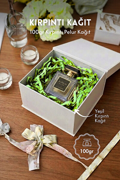 Bimotif 100gr Kırpıntı Pelur Kağıt, Yeşil (Hediye Kutu İçi Dolgu Süsleme, Kır...