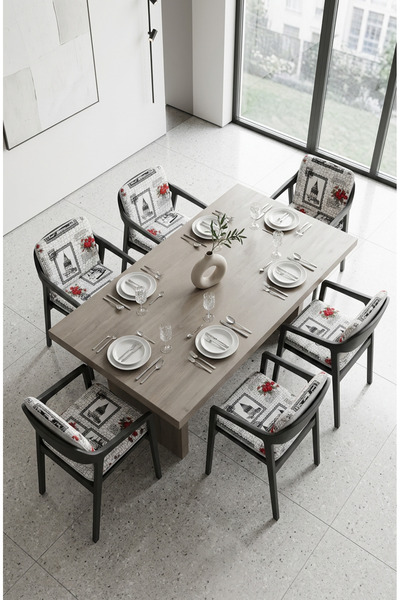 GENÇEV HOME COLLECTİONS Set of 6 Chair Cushions with Backrest Soft Seat Cushi...