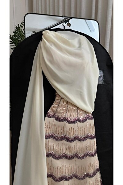 FASHION Long Slim-Fit Dress, Featuring Matching Black Vertical Stripe Pattern...