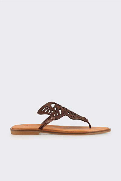 Elle Shoes Kahve Deri Kadın Terlik