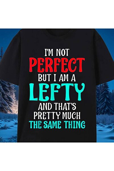 BASEPULSE Men'S Funny Quote Not Perfect But I'M a Lefty Graphic Tee Bold Red ...