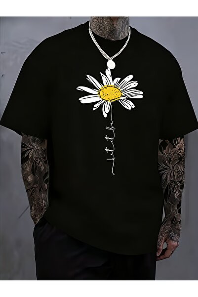 2mcup Men'S New Round-Neck Pure T-Shirt, All-Season Suitable, Small Daisy Pri...