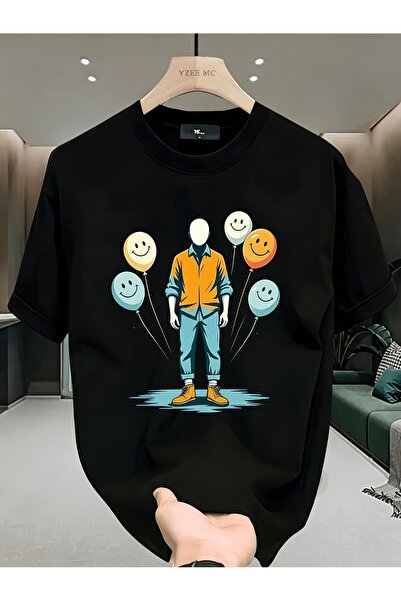212Wear Men's Pure Cotton T-shirt, Featuring a Trendy Simple Balloon Man Prin...